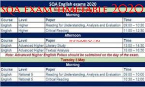 SQA Exam Timetable 
